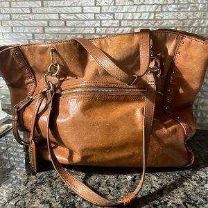 Badgley Mischka brown leather bag. Gold hardware.  GUC